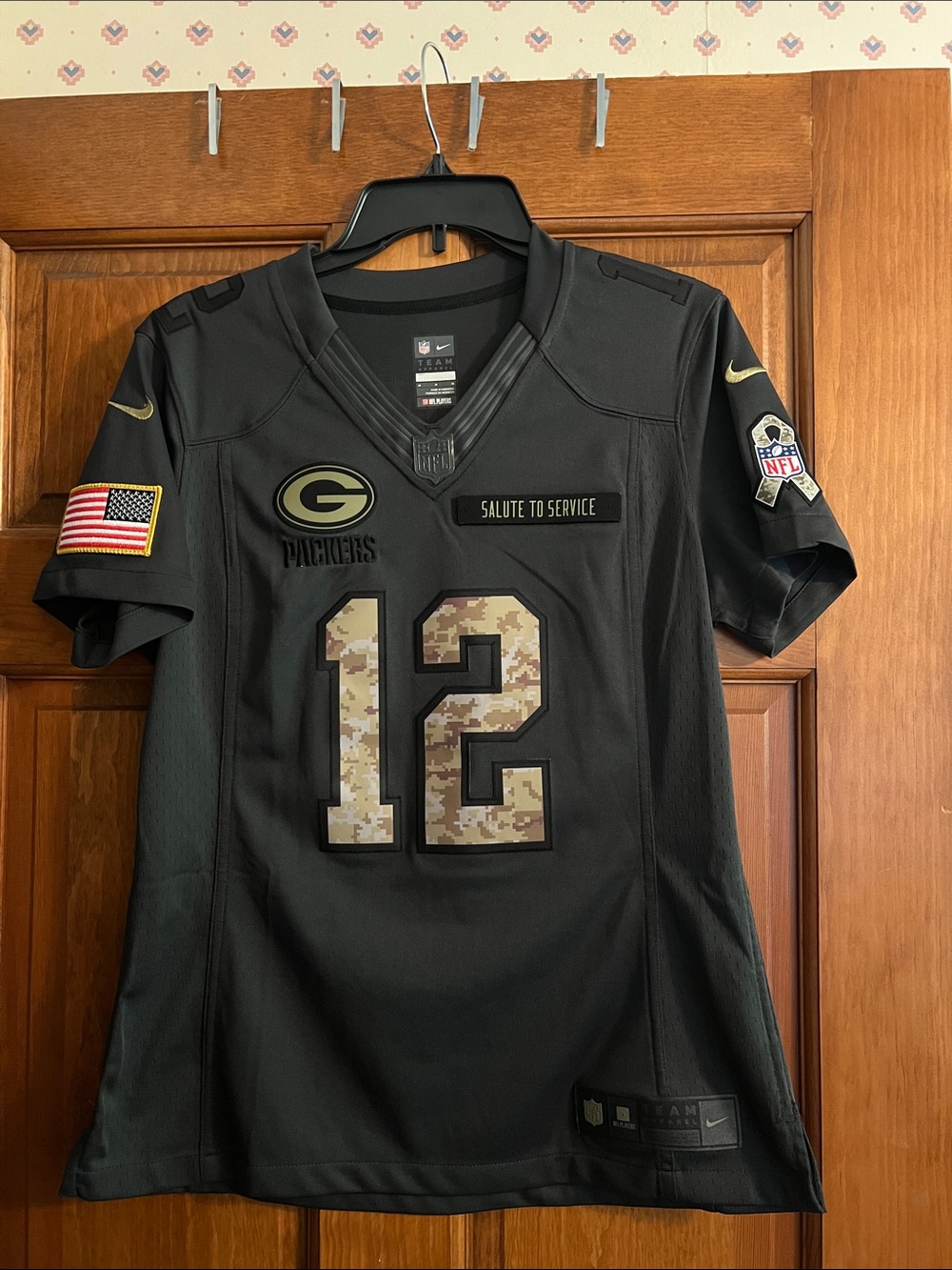 Nike Black Green Bay Packers #12 Aaron Rodger’s Salute to Service Jersey